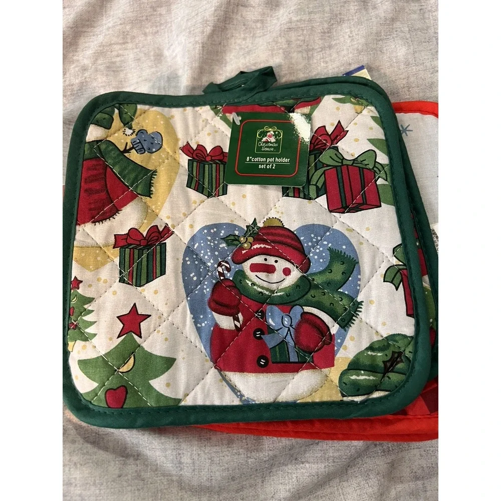 Christmas Snowman Pot Holder Traditional Snowman Pattern Set Of 4, Royal Norfolk